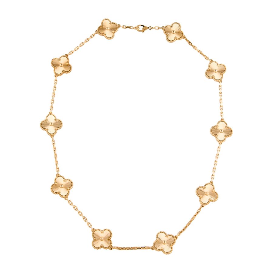 Van Cleef & Arpels Vintage Alhambra necklace in guilloch&eacute; gold